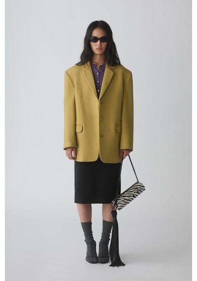 Suud Collection Sarı Gina Kaşe Blazer Ceket