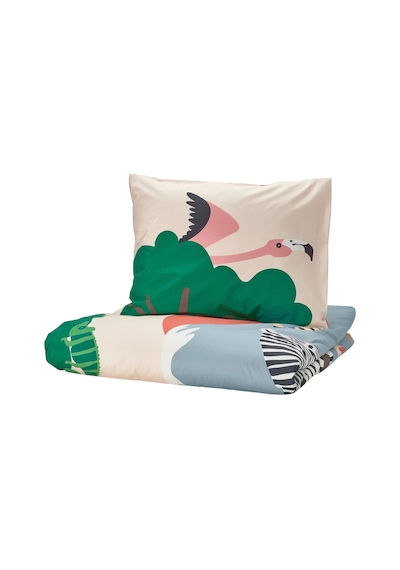 Ikea Sandlopare Tek Kişilik Nevresim Takımı 150 X 200 Cm Yeşil - Bej - Pembe Çok Renkli