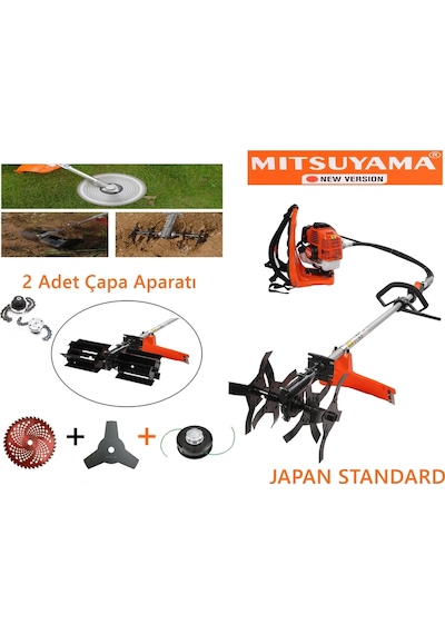 Mitsuyama MİTSUYAMA3 Japon Sırt Tırpan Toprak Çapalama Makinesi + 2 Adet Çapa Aparatı