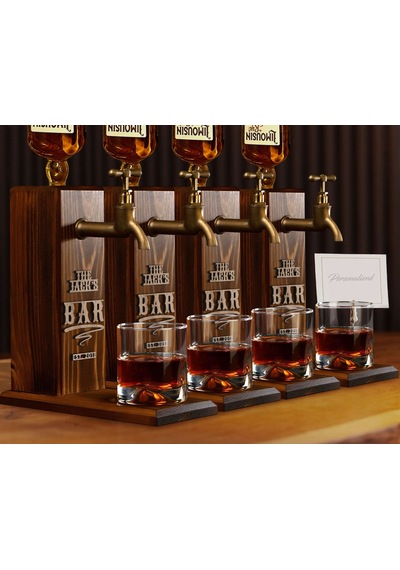 Bk Gift Bar & Pub & Meyhanelere Özel Kabartma İsimli 4 Adet Musluklu Doğal Ahşap İçki Standı-3