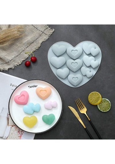 Silikon Mini Kalp Desenli Çikolata Jelibon Mum Sabun Kek Kalıbı Goldcakes