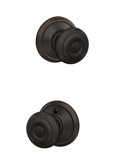 Schlage F10 Geo 716 Gürcü Kapı Topuzu, Koridor Ve Dolap Geçiş Kilidi, Eskitilmiş Bronz