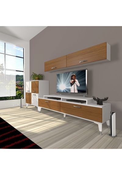 Decoraktiv Ekoflex 6y Slm Silver Tv Ünitesi Tv Sehpası Beyaz - Ceviz