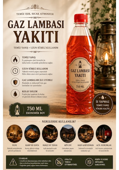 Gaz Lambası Yakıtı 750 Ml Temiz Yanışlı İs Yapmayan Nostaljik Gaz Lambası Yakıtı Uzun Süreli Kullanım Kırmızı