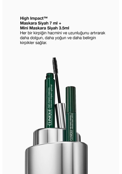 Clinique High Impact Maskara İkilisi Orijinal Boy Maskara, Mini Maskara Siyah