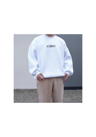 Tarzsokak Vetements Renkli Oversize Bisiklet Yaka Pamuklu Sweatshirt Beyaz