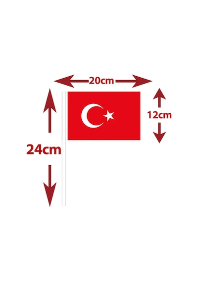 80 Adet Çubuklu Kağıt Türk Bayrağı Çıtalı Sopalı Ayyıldız Baskılı Bayrak