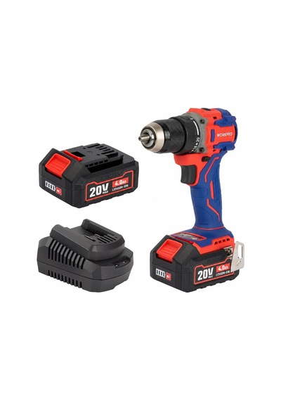 Workpro Wp390023 20volt 4.0ah Li-ion 65nm. Çift Akülü Kömürsüz Profesyonel Şarjlı Matkap