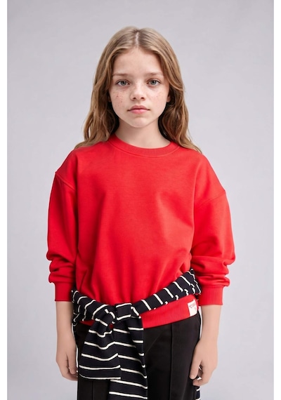 Defacto Okula Dönüş Relax Fıt Bisiklet Yaka Sweatshirt Kız Çocuk E6842a826aurd227 Kırmızı-rd227 Defacto Okula Dönüş Relax Fıt Bisiklet Yaka Sweatshirt Kız Çocuk E6842a826aurd227 Kırmızı-rd227