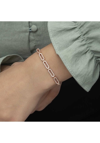 Gümüş Rose Oval Taşlı Bayan Bileklik 44969029