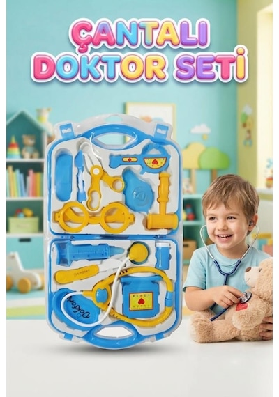Çantalı 10 Parça Doktor Seti Temel Tıbbi Ekipmanlı Eğlenceli Ve Öğretici Gerçekçi Oyun Seti 62907645