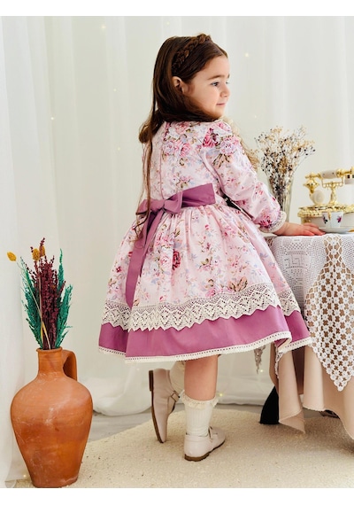 H L Y Karol Tasarım Pembe Royal Vintage Kız Bebek Elbise,doğum Günü Elbise,fotoğraf Çekim Elbise,0-12 Yaş Uygun Pembe