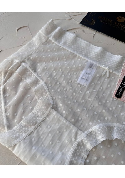 Lily Baby Puantiyeli Pamuk Ağlı Transparan Esnek Normal Bel İthal Ekru