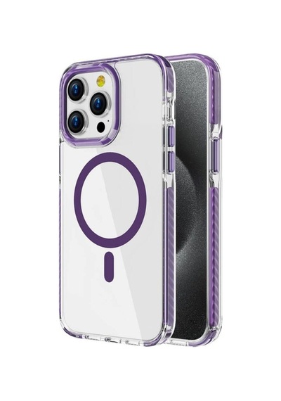 Apple Uyumlu iPhone 15 Pro Kılıf M-safe Şarj Özellikli Airbagli Takılabilir Askı Aparatlı Zore Nana Kapak Mor