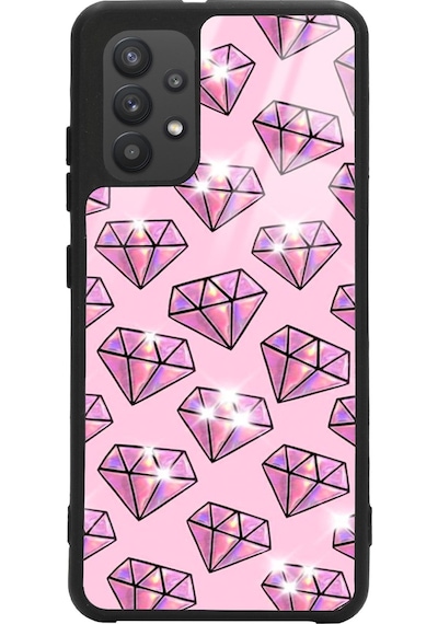 Samsung Uyumlu A32 Diamond Tasarımlı Glossy Telefon Kılıfı Siyah