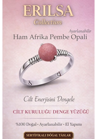 Sertifikalı Cilt Kuruluğu Denge Yüzüğü Ham Afrika Pembe Opali A Çok Renkli