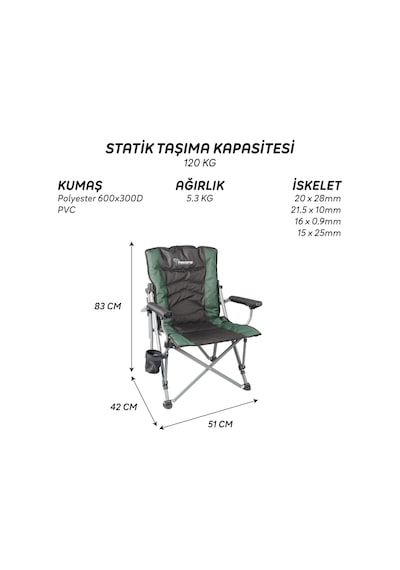 Freecamp Shelby Katlanır Sandalye-haki-siyah