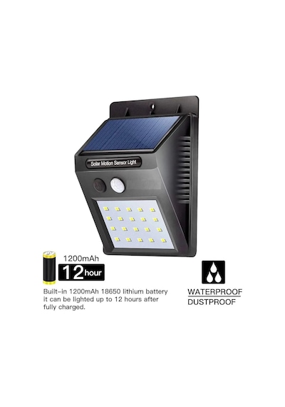 Jenerik 20 Ledli Hareket Sensörlü Dış Mekan Solar Lamba