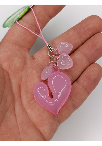 Jelibon Kalp Telefon Askısı Çanta Cüzdan Süsü Açık Pembe 002