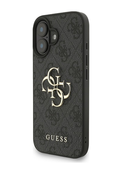 Apple iPhone 16 Plus Uyumlu Kılıf Guess Lisanslı Bilek Askı İpli Metal 4g Ve Yazı Logolu Kapak Siyah