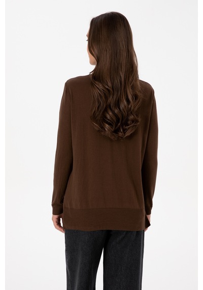 U.S. Polo Assn. Kadın Kahverengi Boğazlı Basic Kazak 50313621-VR029