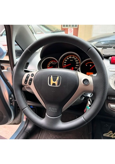 Honda Jazz Araca Özel Direksiyon Kılıfı Nokta Düz Siyah İp Siyah