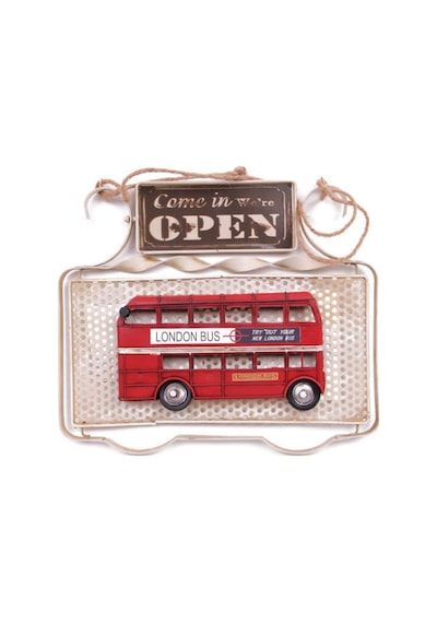 Dekoratif Metal Kapı Yazısı Londra Şehir Otobüsü Open Close 32 Cm