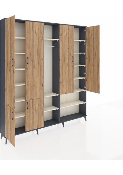 Arges Dolap 15 Raflı 5 Kapaklı Tek Askılı 220x30x243 Antrasit-çam/aytaşı Atlas Çam/aytası Arges Dolap 15 Raflı 5 Kapaklı Tek Askılı 220x30x243 Antrasit-çam/aytaşı Atlas Çam/aytası