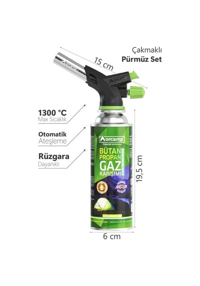 Orcamp Çakmaklı Kartuş Pürmüz Set Cx-500 + 1 Adet 227 Gr Gaz Yeşil