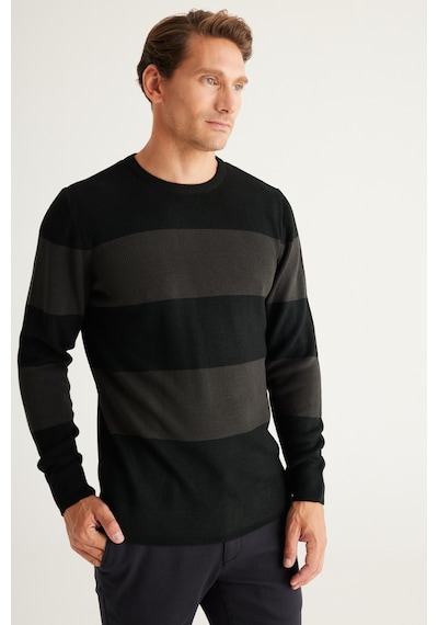 AC&Co / Altınyıldız Classics Erkek Sıyah-antrasıt Standart Fit Normal Kesim Bisiklet Yaka Triko Kazak Siyah - Antrasit AC&Co / Altınyıldız Classics Erkek Sıyah-antrasıt Standart Fit Normal Kesim Bisiklet Yaka Triko Kazak Siyah - Antrasit
