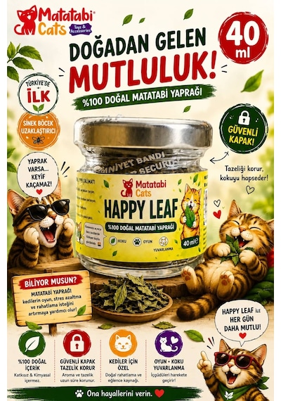 Happy Leaf %100 Doğal Matatabi Yaprağı 40 Ml Kedi Nanesi/catnip Değildir