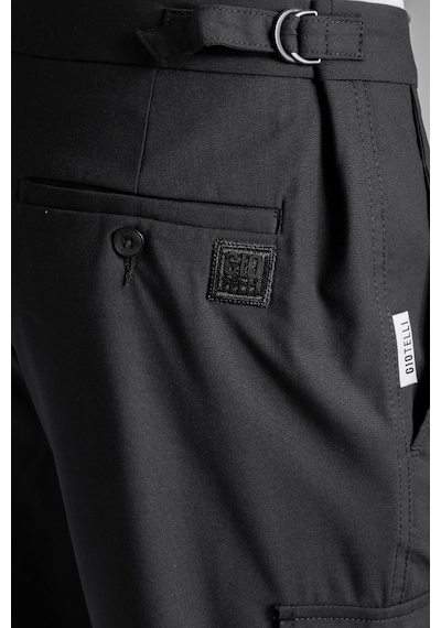 Giotelli Erkek Siyah Dar Kesim Slim Fit Viskon Dokuma Kargo Cep Normal Bel Pantolon