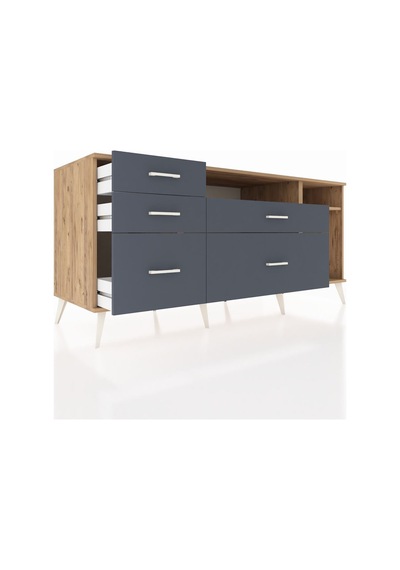 Kronos Konsol 2 Raflı 5 Çekmeceli 176x59x83 Çam-çam/antrasit Çam/antrasit Kronos Konsol 2 Raflı 5 Çekmeceli 176x59x83 Çam-çam/antrasit Çam/antrasit