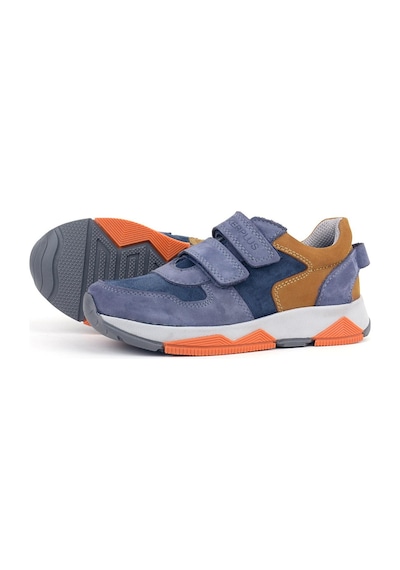 Rakerplus Hakiki Deri Mavi Süet Taba Çocuk Cırtlı Sneakers Spor Ayakkabı Mavi