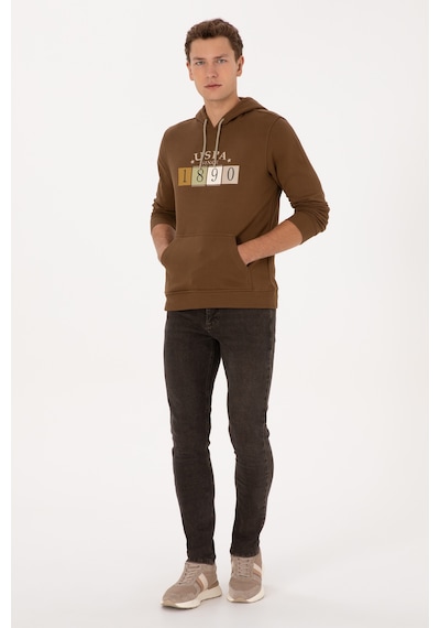 U.S. Polo Assn. Erkek Regular Fit Kapüşonlu Haki Sweatshirt 50316364-VR027