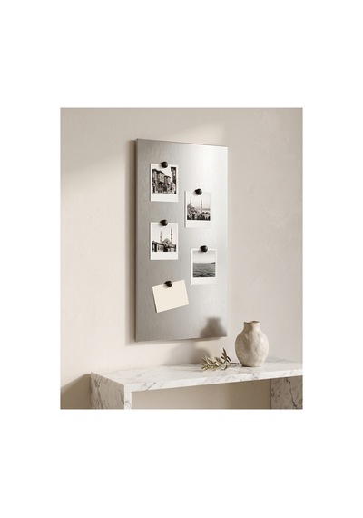 Dizör Mıknatıslı Pano Fırçalı Manyetik Paslanmaz Çelik Aısı 430 , Duvara Monte Not Ve Fotoğraf Panosu 30 X 65 Cm, 5 Mıknatıs Dahil