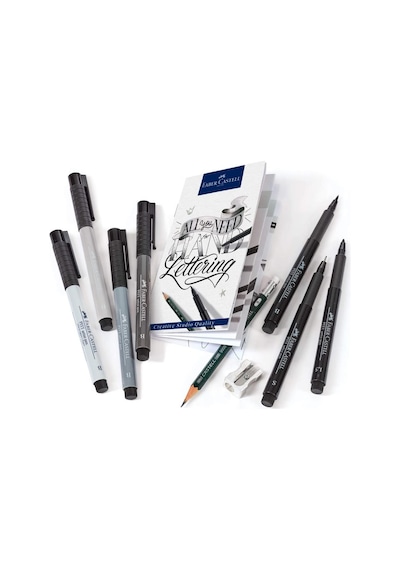 Faber-Castell Pitt Artist Pen Kaligrafi Seti. 8'Li. Siyah-Gri Ton