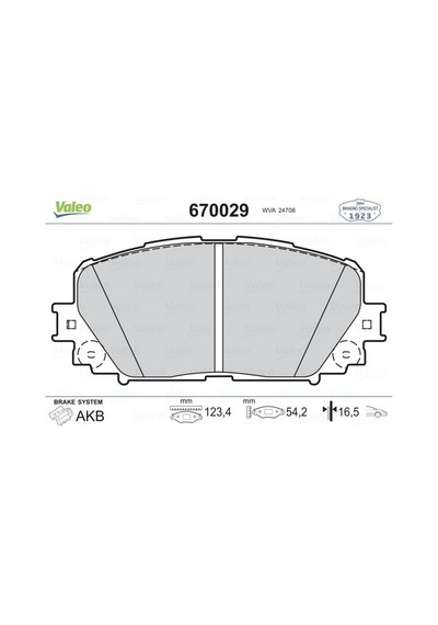 VALEO 670029 ÖN BALATA Toyota Uyumlu YARIS 1.0 VVT-I (05-1.8 VVTI (01/2