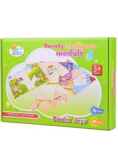 Ahşap Zeka Modül Hikaye Tamamlamalı Tangram Puzzle