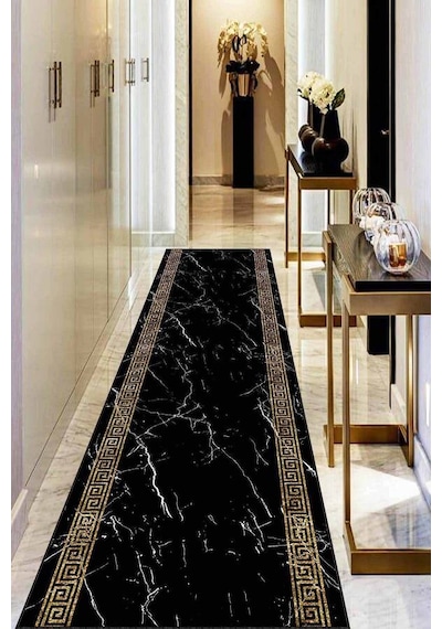 Siyah Gold Kaymaz Özel Ölçü Rulo Yolluk Ar312n11 Siyah - Gold