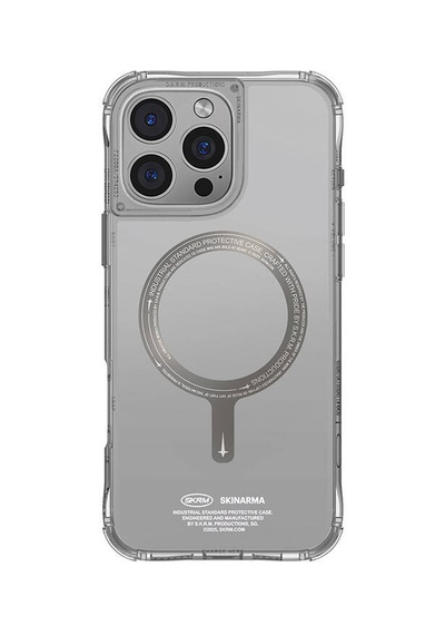 Apple iPhone 16 Pro Skinarma Saido Prime Kılıf Magsafe Şarj Özellikli Şeffaf Airbag Tasarımlı Titanyum