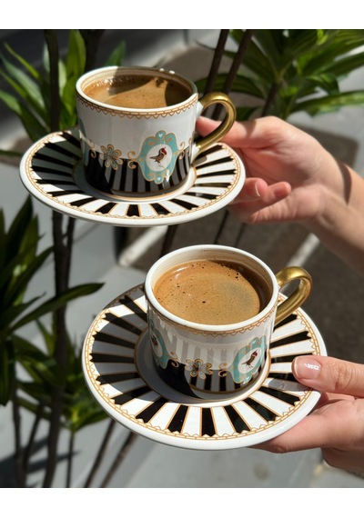 2 Kişilik Piano Black Soho Double Kahve Fincanı-5216 Siyah