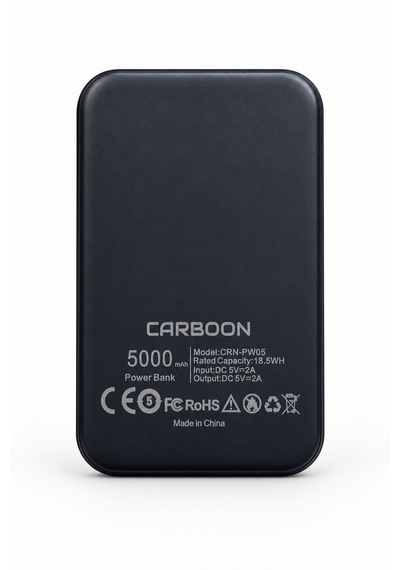 Carboon 5000 Mah Çift Usb Powerbank Type-c + Micro Usb Siyah
