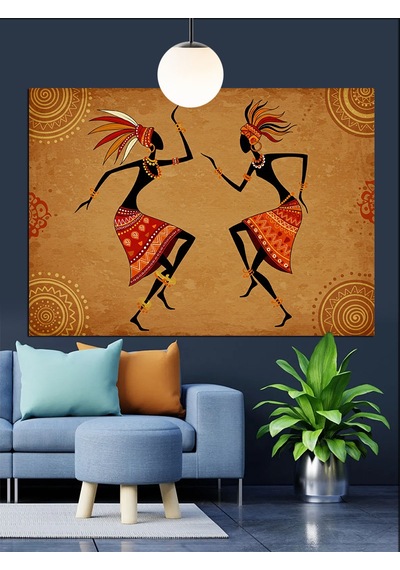 Afrika Dansı Silüetleri Figürler Dekoratif Kanvas - Mdf Ahşap Tablo