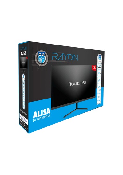 Raydın Alısa, 24", 2ms, 75hz, Full Hd, 250 Nits, D-sub, Hdmı, Frameless, Va Led Monitör Siyah