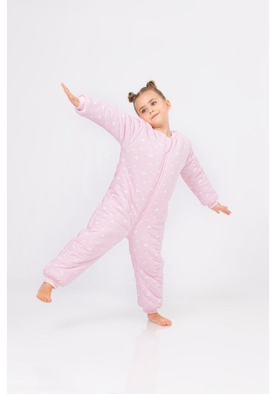 Cantoy Kız Erkek Çocuk Kalın Elyaf Dolgulu Premium Kalite 2.5 Tog Desenli Uyku Tulumu Pembe