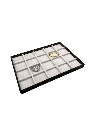 Yerli Üretim Süet Kumaş İki Renkli 34/24 Cm 20 Bölmeli Çekmece İci Takı Standı Çok Renkli