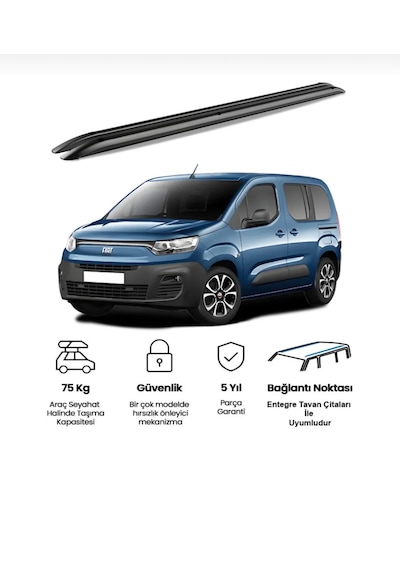 Türkmen Fiat Doblo Premium Tavan Çıtası Alüminyum Siyah 2024 Ve Sonrası