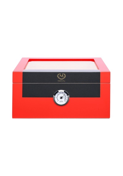 Myon Camlı Sedir Humidor Puro Kutusu Lake Kırmızı 60's