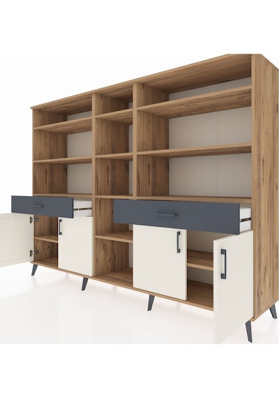 Hyperion Dolap 12 Raflı 2 Çekmeceli 4 Kapaklı 220x44x163 Çam-ayta Çam-aytaşı/antrasit Hyperion Dolap 12 Raflı 2 Çekmeceli 4 Kapaklı 220x44x163 Çam-ayta Çam-aytaşı/antrasit